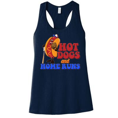 Vintage Hot Dogs And Home Runs Baseball Fan Women's Racerback Tank