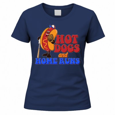 Vintage Hot Dogs And Home Runs Baseball Fan Women's T-Shirt