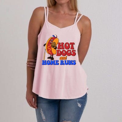 Vintage Hot Dogs And Home Runs Baseball Fan Women's Strappy Tank