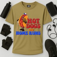 Vintage Hot Dogs And Home Runs Baseball Fan Cooling Performance Crew T-Shirt