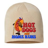 Vintage Hot Dogs And Home Runs Baseball Fan Sustainable Beanie