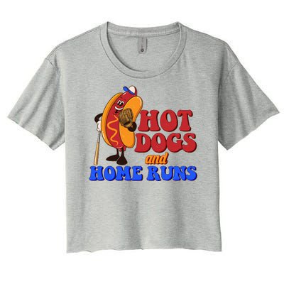 Vintage Hot Dogs And Home Runs Baseball Fan Women's Crop Top Tee