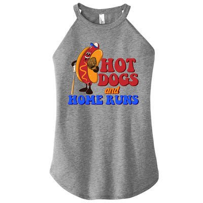 Vintage Hot Dogs And Home Runs Baseball Fan Women's Perfect Tri Rocker Tank