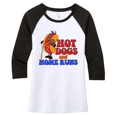 Vintage Hot Dogs And Home Runs Baseball Fan Women's Tri-Blend 3/4-Sleeve Raglan Shirt