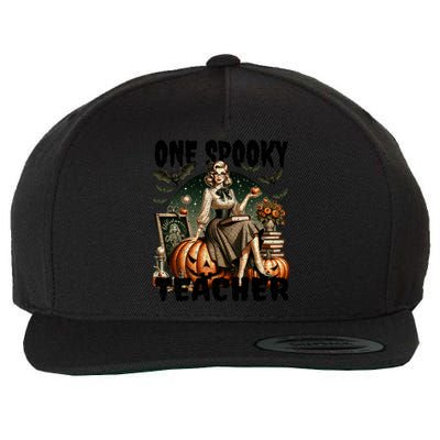 Vintage Halloween Design For Teachers Spooky Gift Wool Snapback Cap