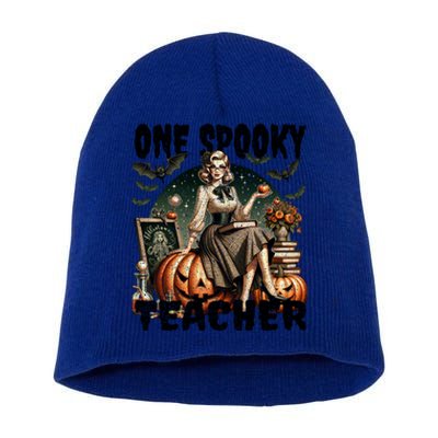 Vintage Halloween Design For Teachers Spooky Gift Short Acrylic Beanie