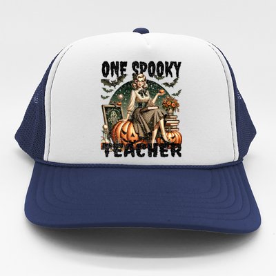 Vintage Halloween Design For Teachers Spooky Gift Trucker Hat