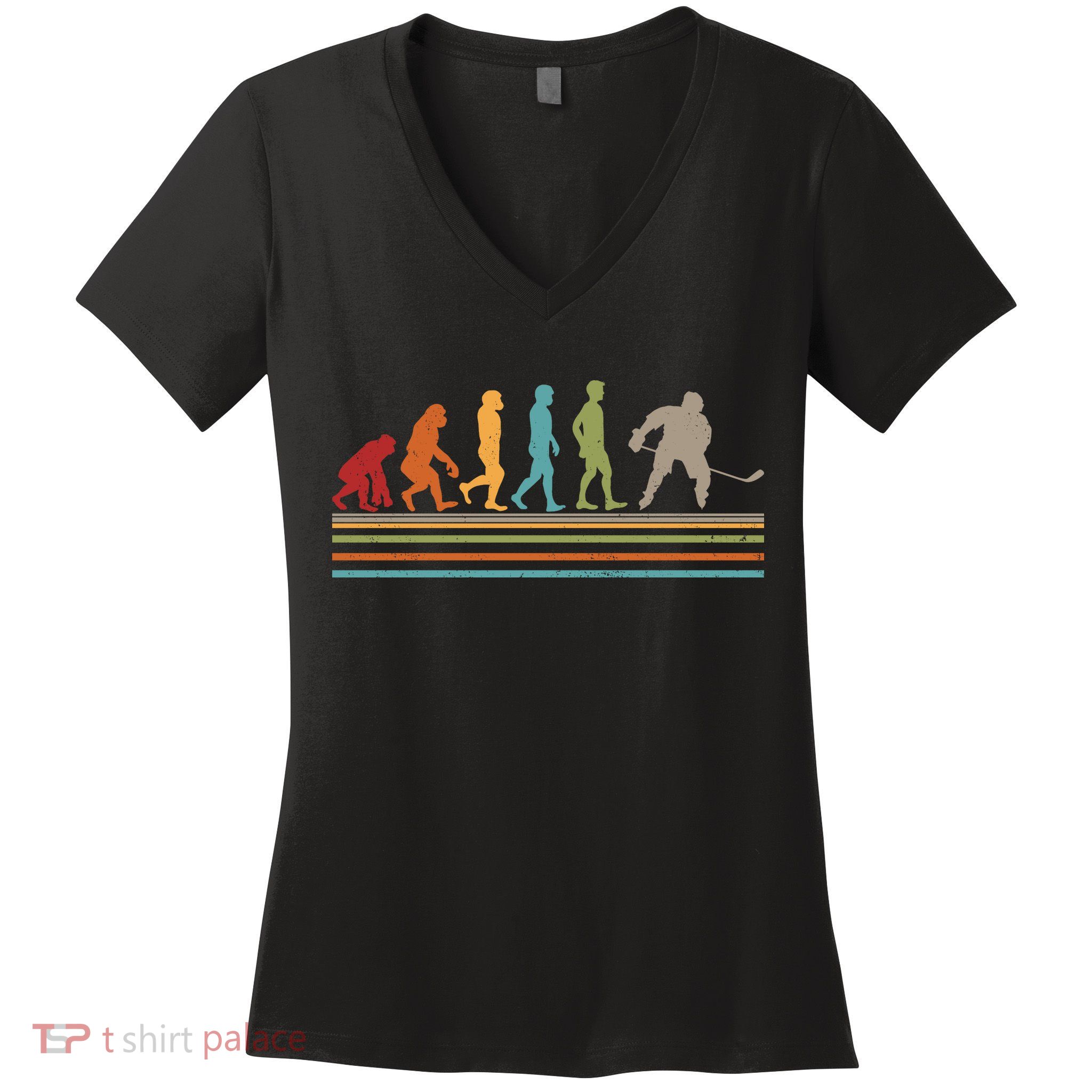 Vintage Hockey Evolution Women's V-Neck T-Shirt