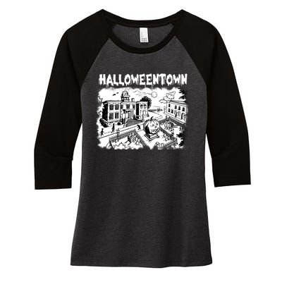 Vintage Halloweentown Est 1998 Women's Tri-Blend 3/4-Sleeve Raglan Shirt