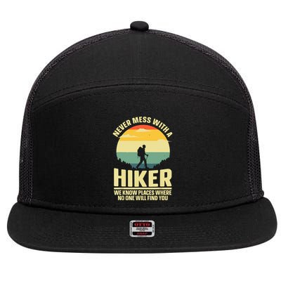 Vintage Hiking For Outdoor Hike Gear Hiker Hiking Gift 7 Panel Mesh Trucker Snapback Hat