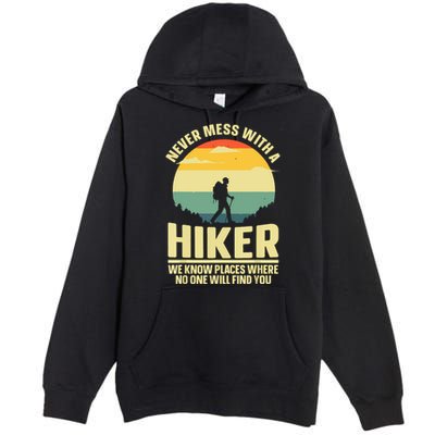 Vintage Hiking For Outdoor Hike Gear Hiker Hiking Gift Premium Pullover Hoodie