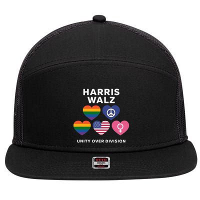 Vote Harriswalz For A United America 7 Panel Mesh Trucker Snapback Hat