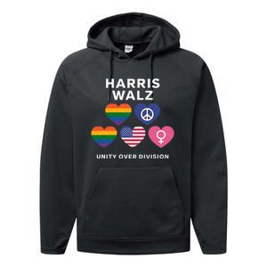 Vote Harriswalz For A United America Performance Fleece Hoodie