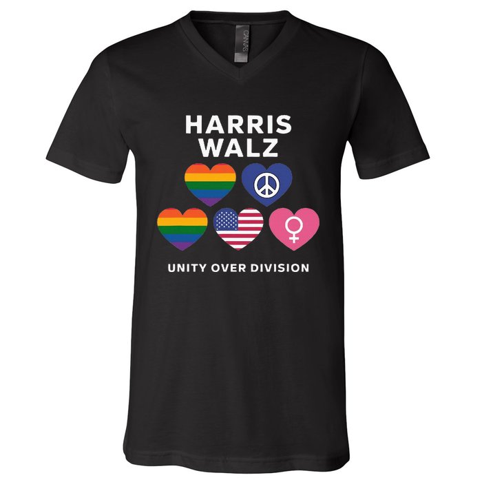 Vote Harriswalz For A United America V-Neck T-Shirt