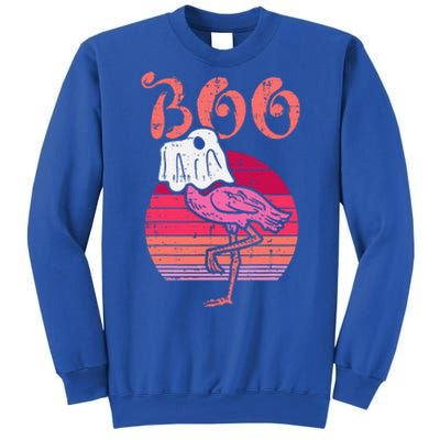 Vintage Halloween Flamingo Ghost Sunset Print Sweatshirt