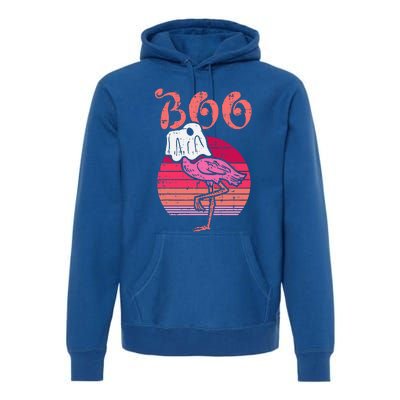 Vintage Halloween Flamingo Ghost Sunset Print Premium Hoodie