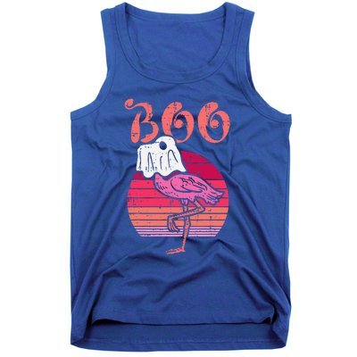 Vintage Halloween Flamingo Ghost Sunset Print Tank Top