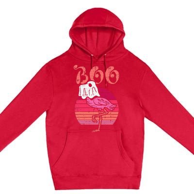 Vintage Halloween Flamingo Ghost Sunset Print Premium Pullover Hoodie