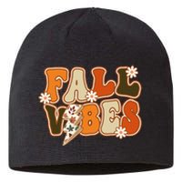 Vintage Hello Fall Floral Groovy Fall Vibes Autumn Retro Sustainable Beanie