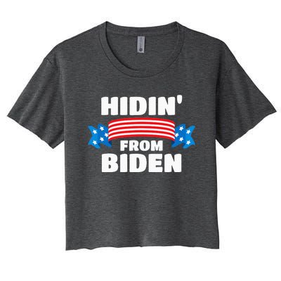 Vintage Hidin From Biden Usa Flag Joe Biden Women's Crop Top Tee