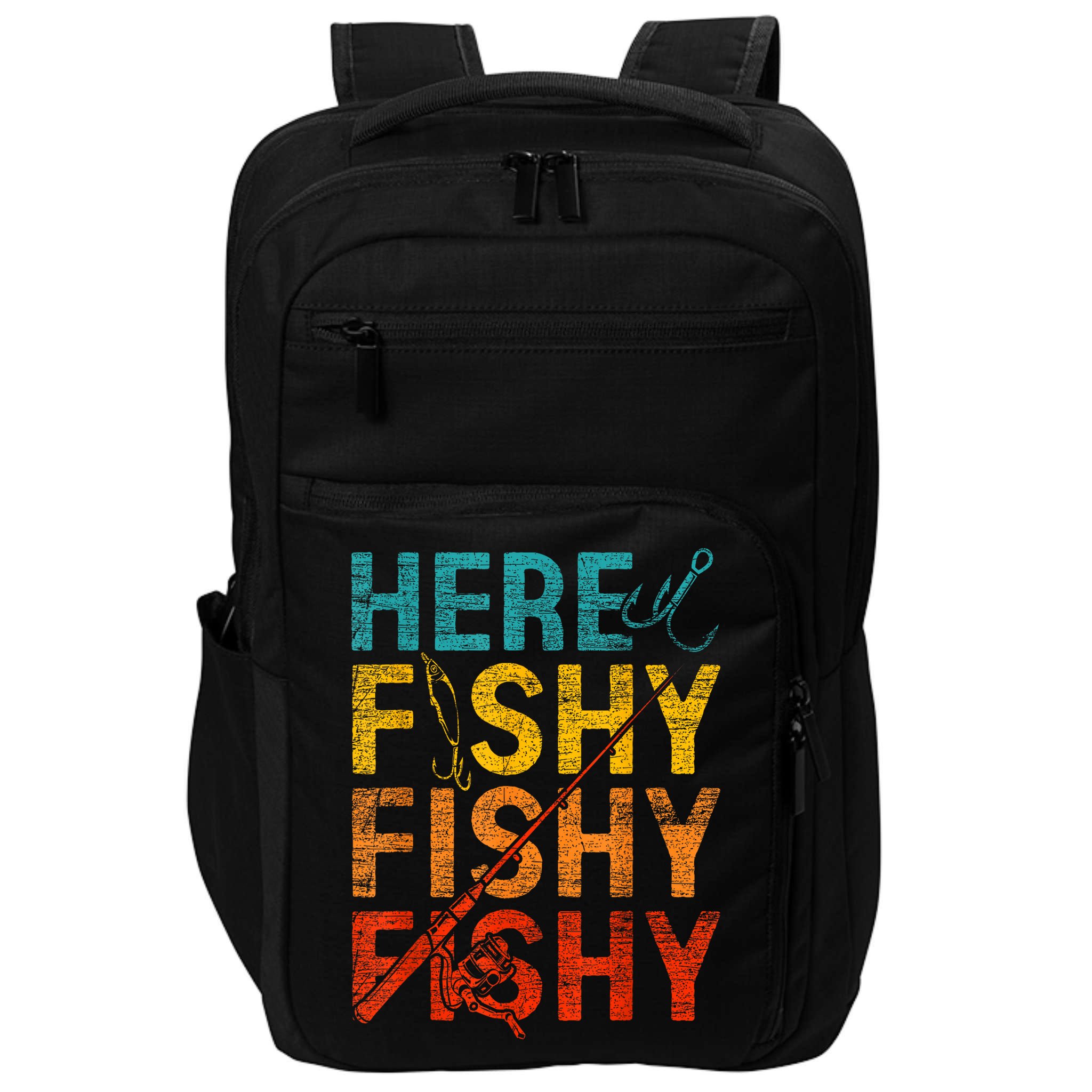 Vinatge Here Fishy Fishy Fishy Gift Impact Tech Backpack