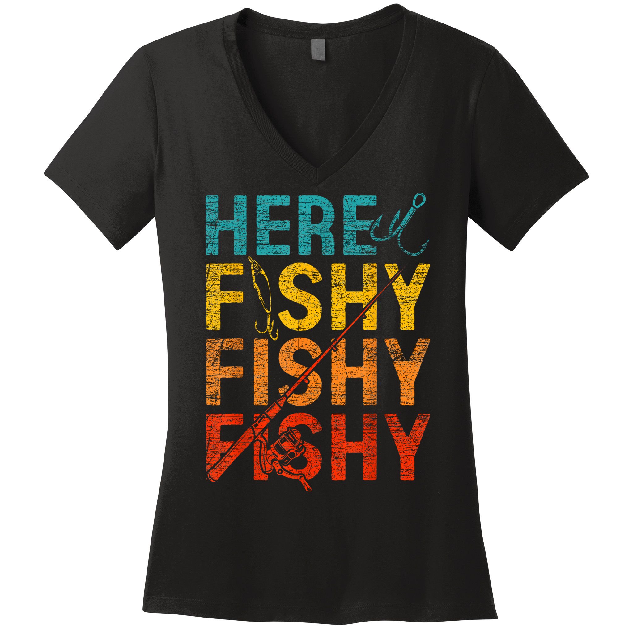 Vinatge Here Fishy Fishy Fishy Gift Women's V-Neck T-Shirt