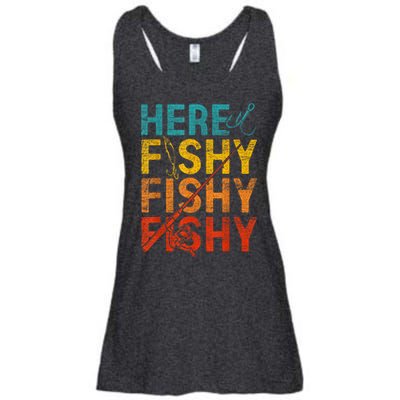 Vinatge Here Fishy Fishy Fishy Gift Ladies Essential Flowy Tank
