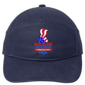 Veteran Hija For Proud Dad Mom Father Or Mother Gift 7-Panel Snapback Hat