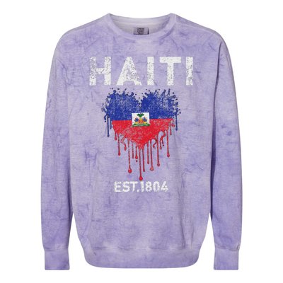 Vintage Haiti Flag Day Haitians Flag Pride Gifts Celebration Colorblast Crewneck Sweatshirt