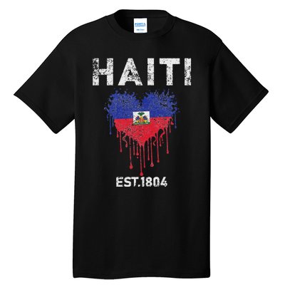 Vintage Haiti Flag Day Haitians Flag Pride Gifts Celebration Tall T-Shirt