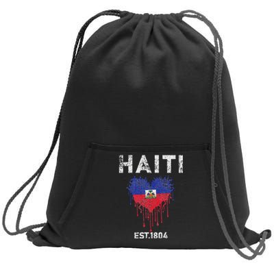 Vintage Haiti Flag Day Haitians Flag Pride Gifts Celebration Sweatshirt Cinch Pack Bag