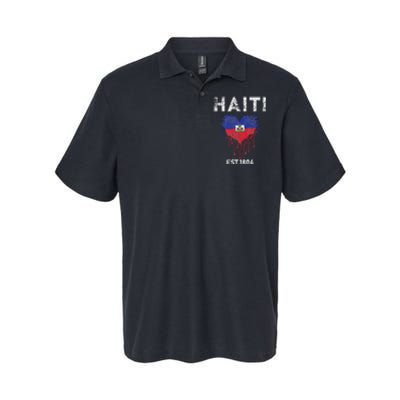 Vintage Haiti Flag Day Haitians Flag Pride Gifts Celebration Softstyle Adult Sport Polo