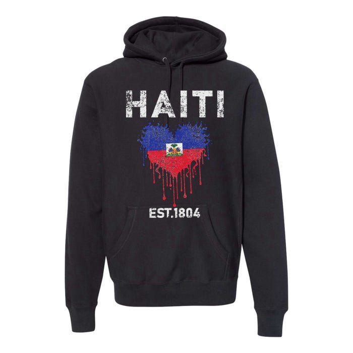 Vintage Haiti Flag Day Haitians Flag Pride Gifts Celebration Premium Hoodie