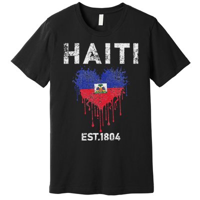 Vintage Haiti Flag Day Haitians Flag Pride Gifts Celebration Premium T-Shirt