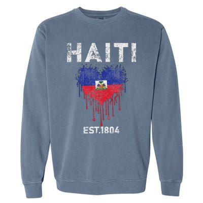 Vintage Haiti Flag Day Haitians Flag Pride Gifts Celebration Garment-Dyed Sweatshirt