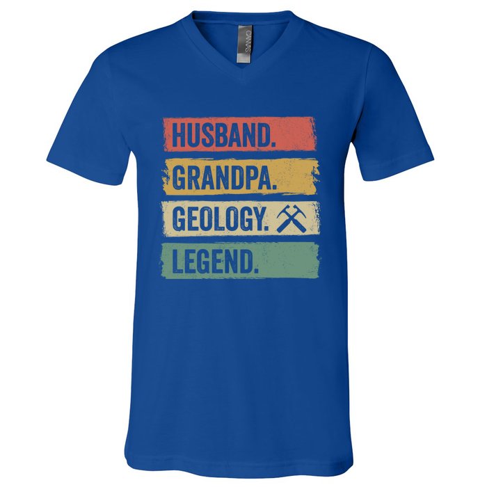 Vintage Husband Grandpa Geology Legend Retro Geologists Gift V-Neck T-Shirt