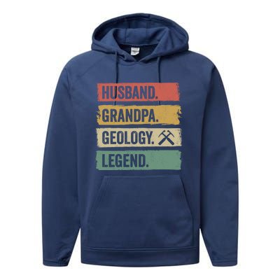 Vintage Husband Grandpa Geology Legend Retro Geologists Gift Performance Fleece Hoodie