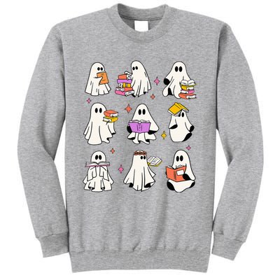 Vintage Halloween Ghost Book Lover Teacher Tall Sweatshirt