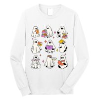 Vintage Halloween Ghost Book Lover Teacher Long Sleeve Shirt