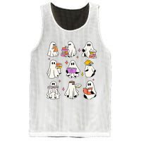 Vintage Halloween Ghost Book Lover Teacher Mesh Reversible Basketball Jersey Tank