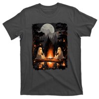 Vintage Halloween Ghost Book Reading Camping Teachers Gift T-Shirt