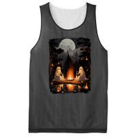 Vintage Halloween Ghost Book Reading Camping Teachers Gift Mesh Reversible Basketball Jersey Tank