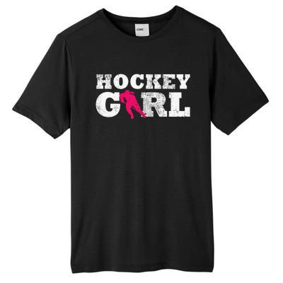 Vintage Hockey Girl Player Silhouette Sport Tall Fusion ChromaSoft Performance T-Shirt