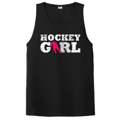 Vintage Hockey Girl Player Silhouette Sport PosiCharge Competitor Tank