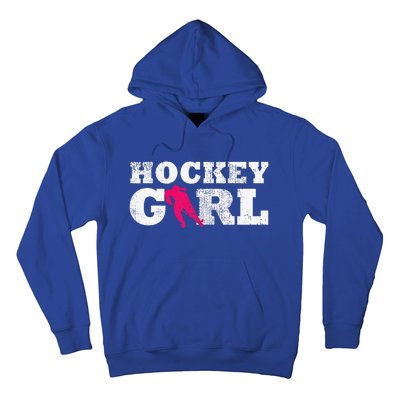 Vintage Hockey Girl Player Silhouette Sport Hoodie