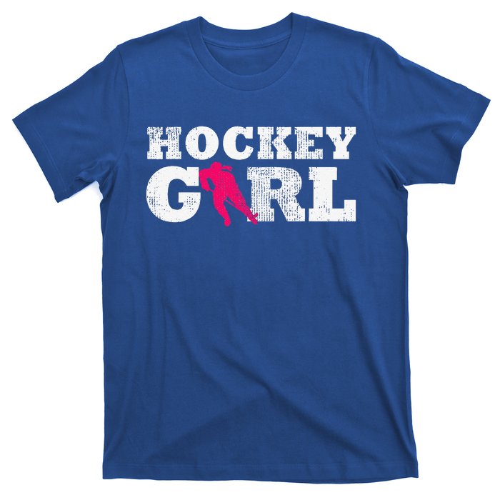 Vintage Hockey Girl Player Silhouette Sport T-Shirt