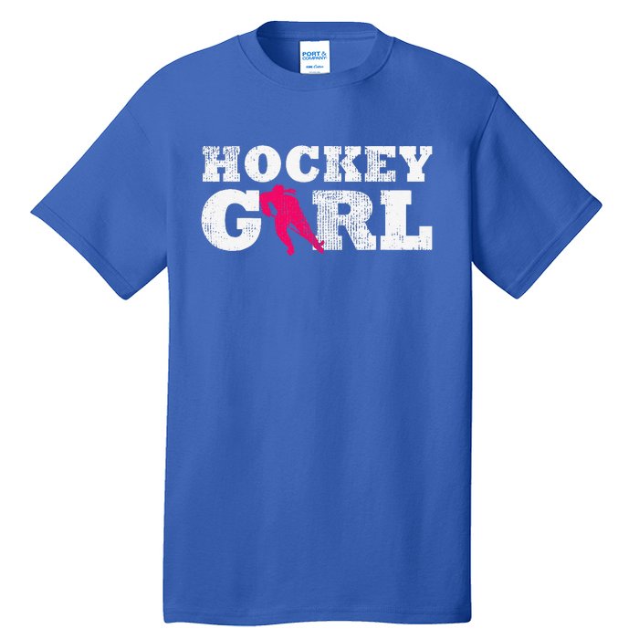 Vintage Hockey Girl Player Silhouette Sport Tall T-Shirt