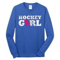 Vintage Hockey Girl Player Silhouette Sport Tall Long Sleeve T-Shirt