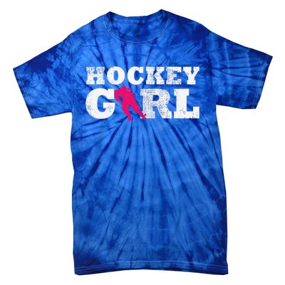 Vintage Hockey Girl Player Silhouette Sport Tie-Dye T-Shirt