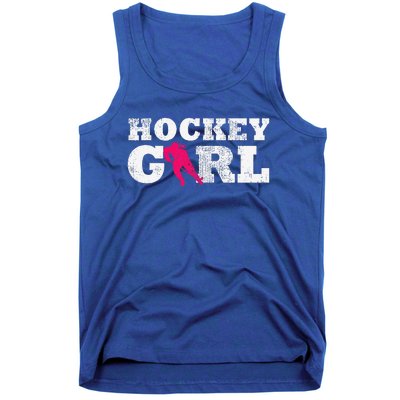 Vintage Hockey Girl Player Silhouette Sport Tank Top